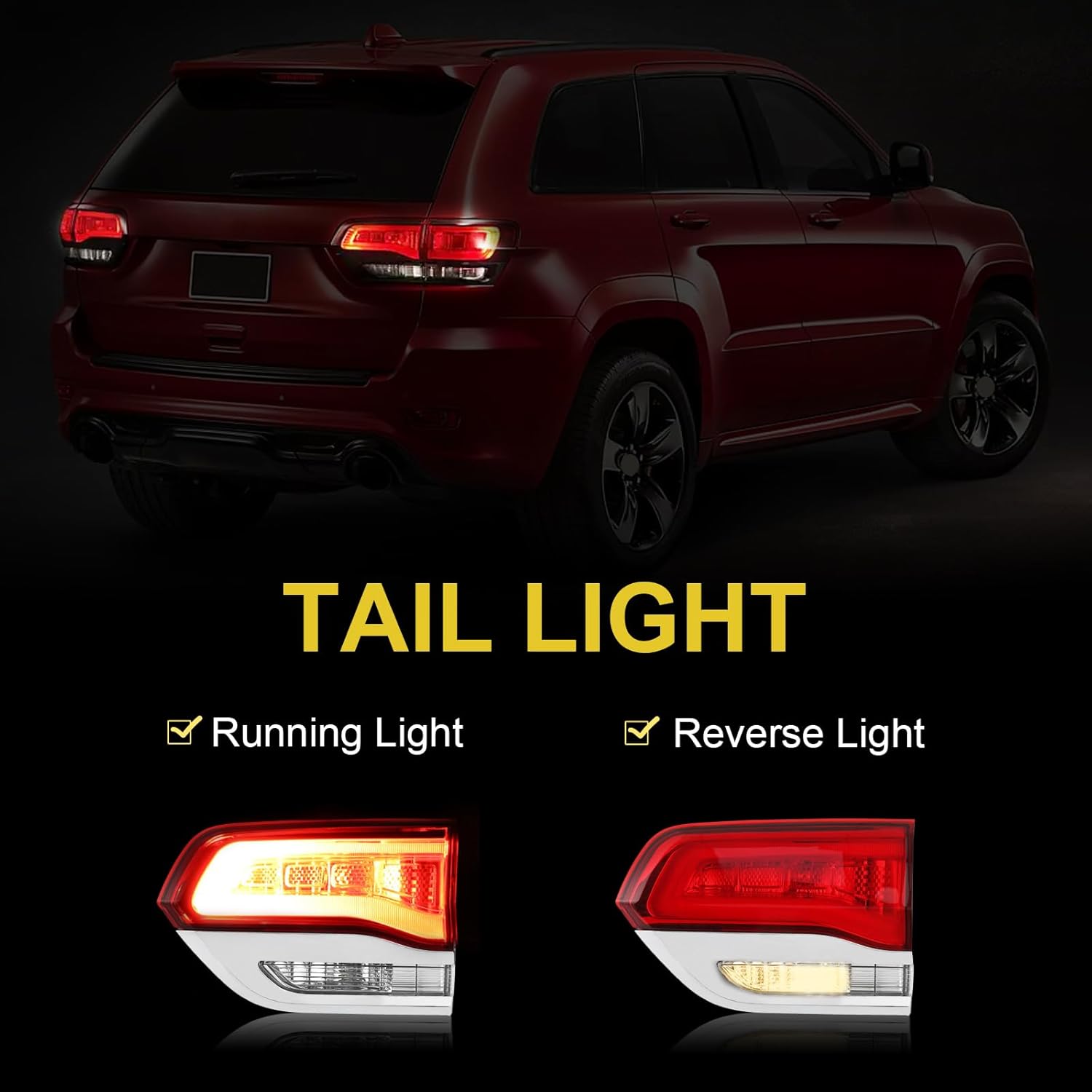 Tail Light Compatible with Jee-p Grand Cherokee 2014-2021, RH Right Passenger Side Inner Taillight Replace 68110046AB CH2803105