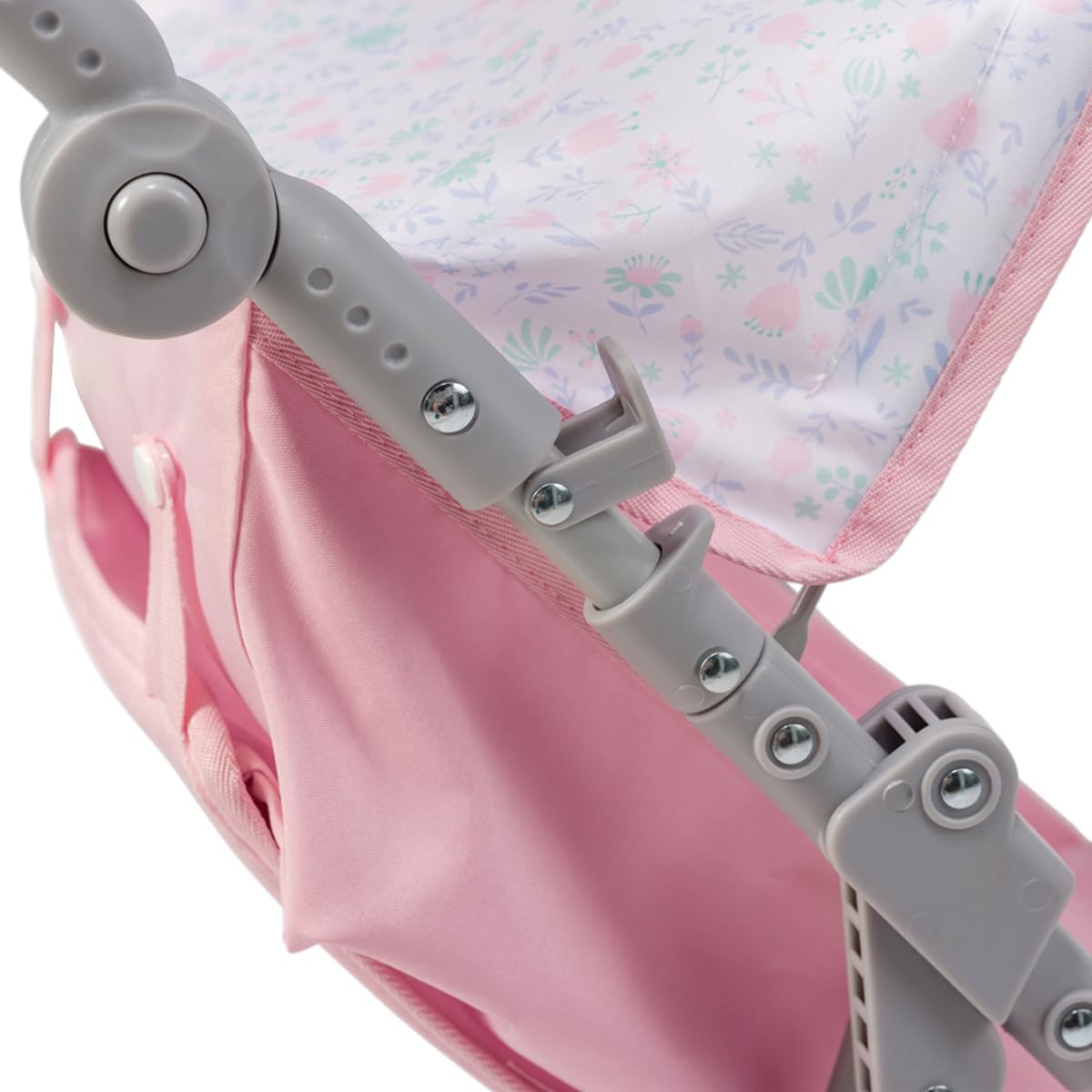 JC Toys - Passeggino pieghevole, per bambole fino a 45 cm, ideale per giocare e passeggiate, rosa con decorazione floreale, progettato da Berenguer, +3 anni