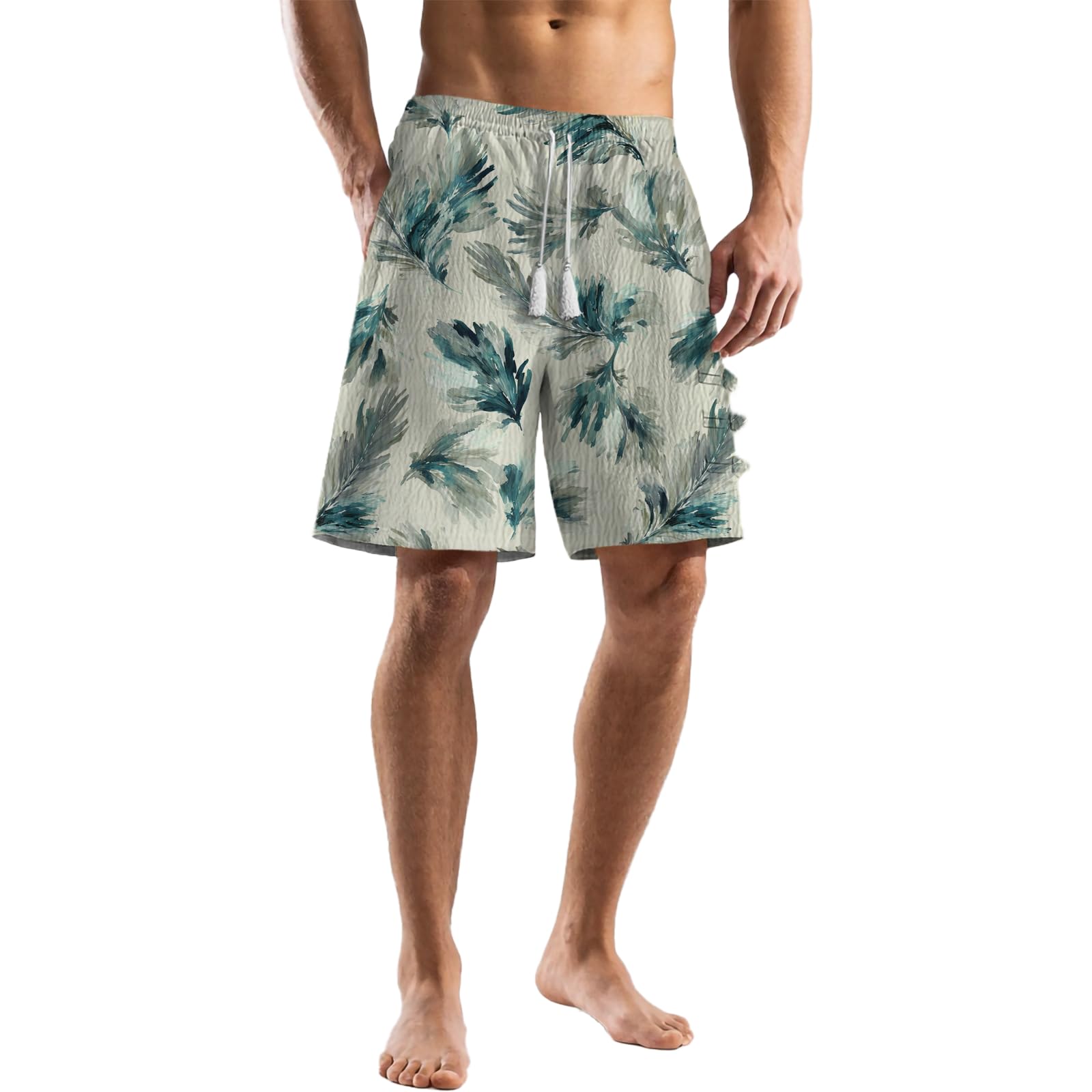 Graphic Shorts for Men Casual Summer Boho Lightweight Elastic Waist Loose Athletic Beach Pants with Pockets