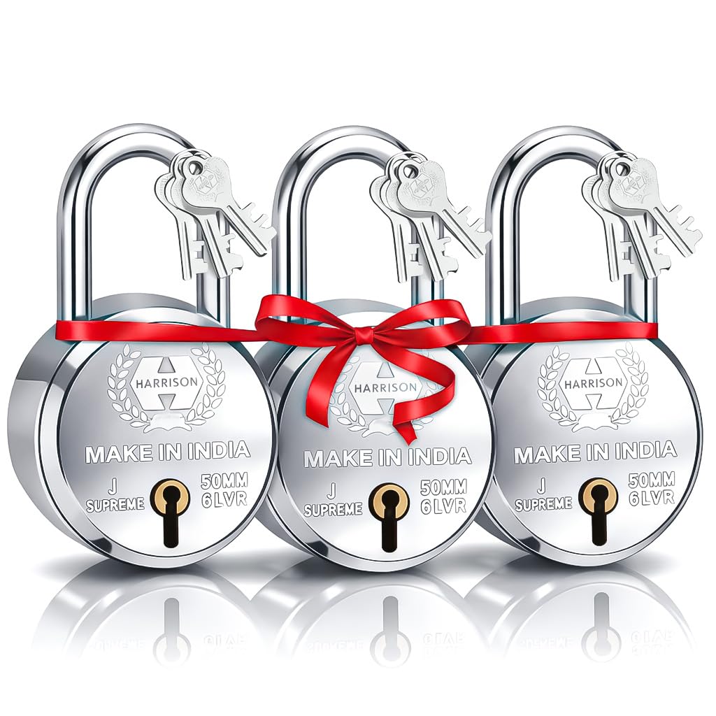 Harrison Padlocks/Round Padlock 65mm 7 Lever with 3 Keys J-SUPREME-0672 Double Locking Pack of 1/Padlock, Padlocks, Locks for Home, Locks for Main Door, gate — Amazon image 11