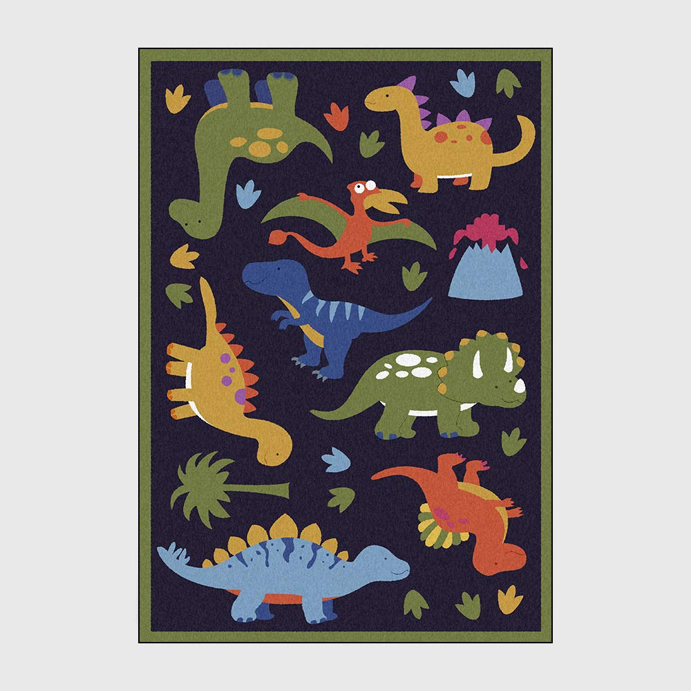 Tapis de Chambre d'enfant Marelle Feuille de Plante Verte en Fausse Peau de Tigre de Dessin animé, Chambre, Salle de Jeux, Jeux familiaux.-60x180cm