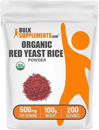 BulkSupplements. com Polvo de arroz orgánico de levadura roja, suplemento de arroz de levadura roja, para la salud del corazón, apto para veganos,