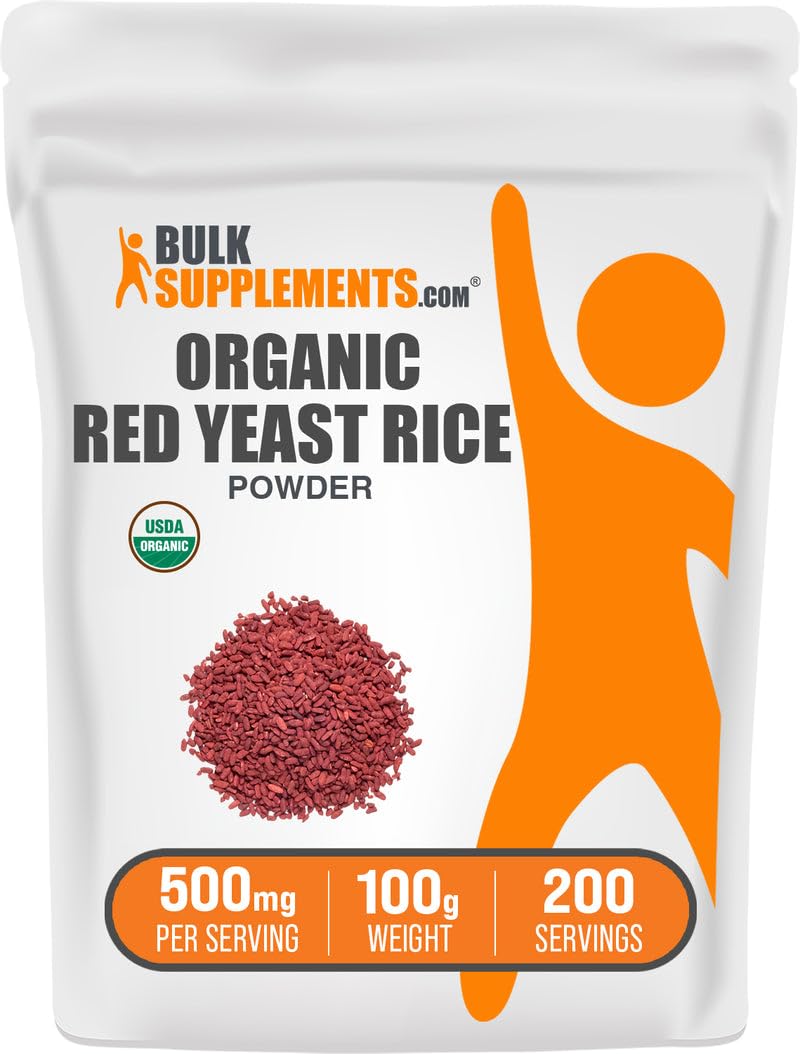 BulkSupplements.com Organic Red Yeast Rice Powder - Organic Red Yeast Rice Supplement, for Heart Health Support - Vegan Friendly, 500mg per Serving, 100g (3.5 oz) (Pack of 1) 3.5 Ounce (Pack of 1)