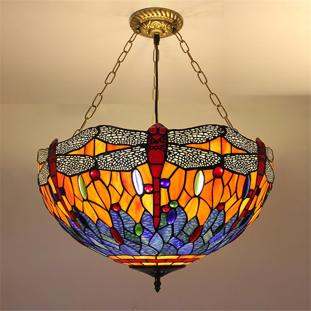 CSXSXAUO Contemporary Color Glass Pendant Lamp LED American Luxury Creativity Living Room Restaurant Bedroom Hotel Villa Corridor Cafe Bar Staircase Chandelier (Style 47 D50CM)