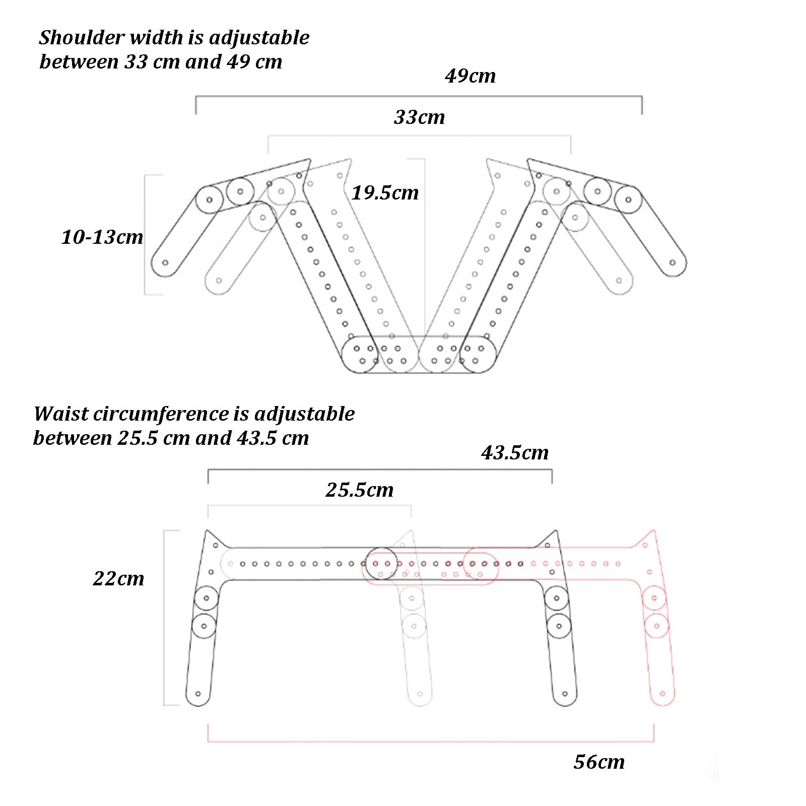 Confezione da 2 grucce a forma di busto trasparente | Espositore per abbigliamento con manichini regolabili e sistema di sospensione a filo invisibile per negozi