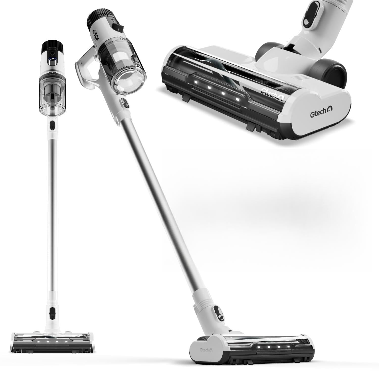 Gtech AirFOX Platinum AF01 Cordless Stick Vacuum - White, Anti Hair Wrap, 37V Li-Ion Battery, 80 Min Runtime