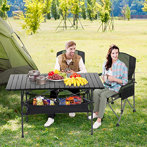 LEADALLWAY-Folding-Camping-Table-with-Large-Storage-and-Carrying-Bags-47L-x22W