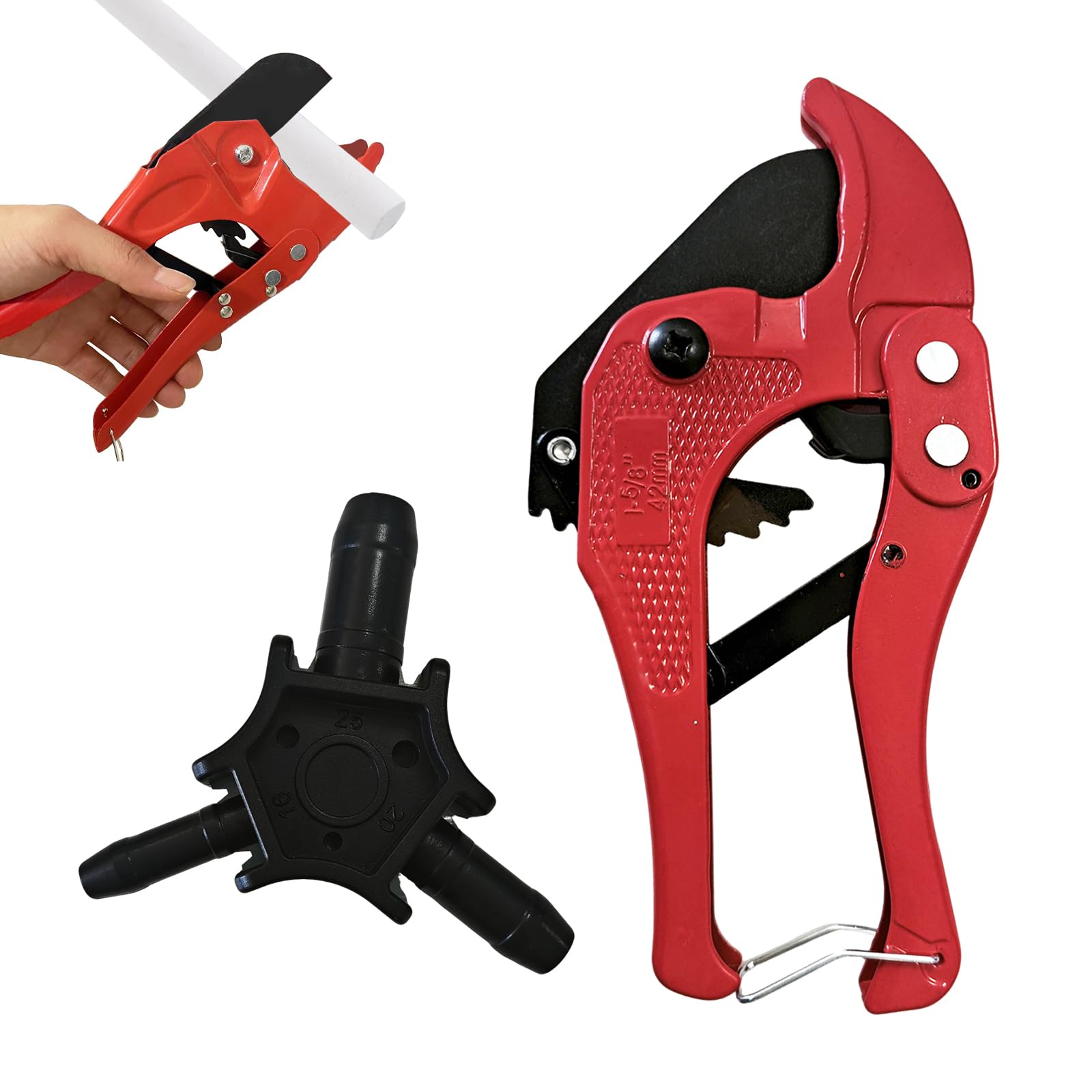 Cortatubos para Tubos Compuestos - Herramientas de Corte y Desbarbado para PVC, Plástico y Multicapa, Diámetro Máximo 42mm, Calibrador Multifuncional para Tubos de 16-20-25 mm, Fontanería Profesional