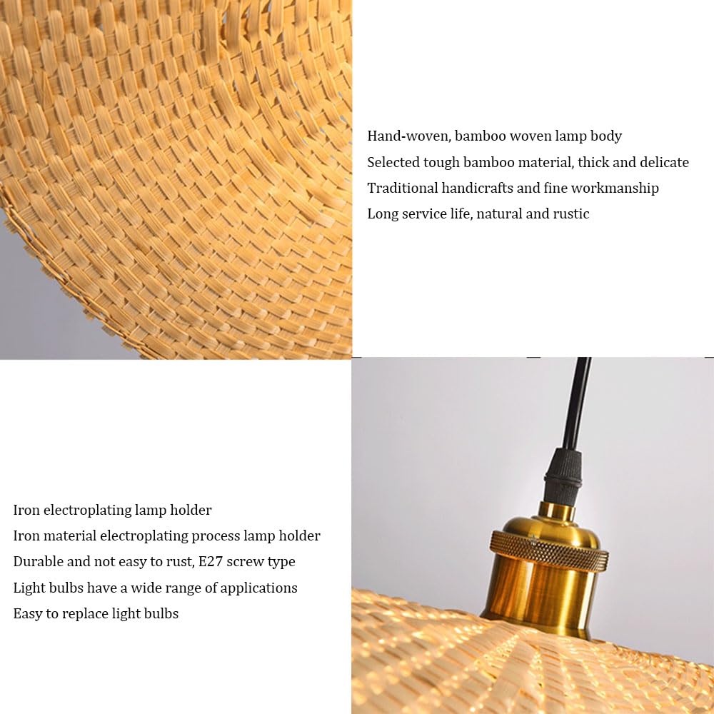Lámparas Colgantes De Mimbre De Bambú, Lámpara Colgante Ajustable Para Techo Interior, Regulable, Muebles De Ratán, Pantalla De Lámpara De Cesta De Mimbre Bohemia Para Cocina, Isla, Fregadero XIAOYING