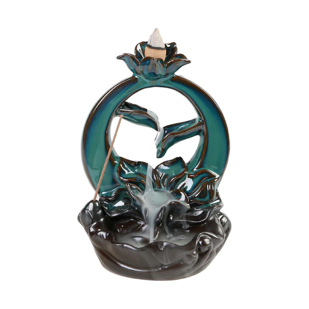 Brûleur d'encens à refoulement en céramique fait main style zen