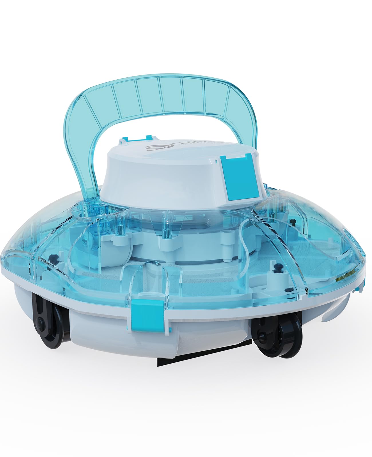 WINNY POOL CLEANER Winny 200 – Robot Limpiafondos Inalámbrico, Doble Filtración, Estacionamiento Aut., 75 Min Autonomía, Piscinas Desmont. hasta 60 M², Compacto Y Ligero(Transparente Azul)