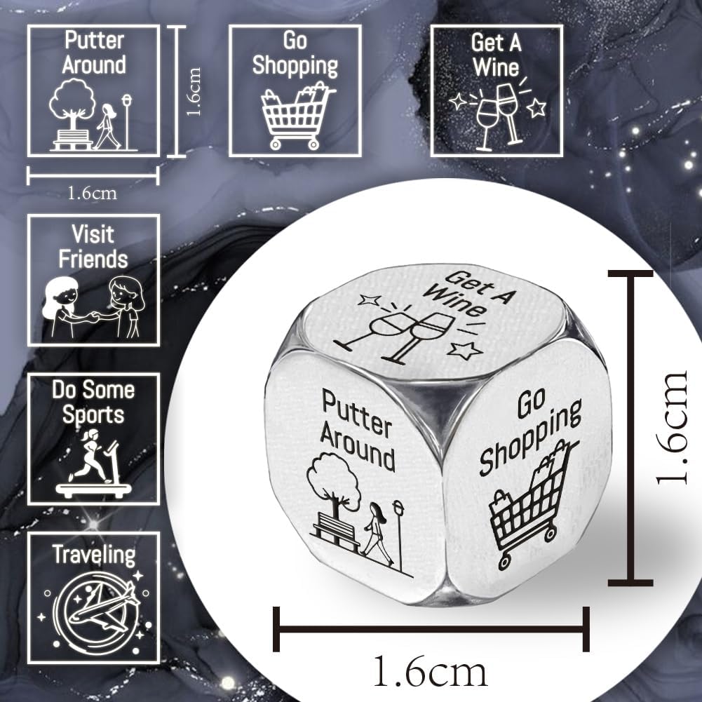 UNICRAFTALE Retirement Activity Dice 1 Set Stainless Steel Activity Decision Dice Retirement Gifts Coworker Colleague Employee Appreciation Gifts for Men Women Birthday