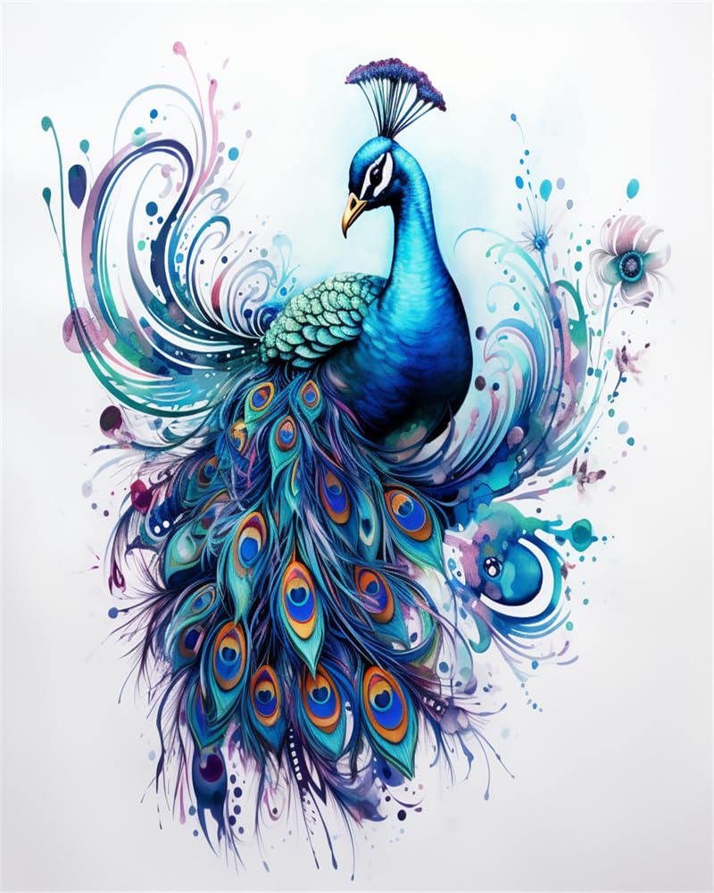 AMBATTERY Latch Hook Rug Kit Blue Peacock Animal Latch Hook Kits With Pre-Printed Pattern For Adults Diy Handmade Latch Hook Diy Rug 23x35in