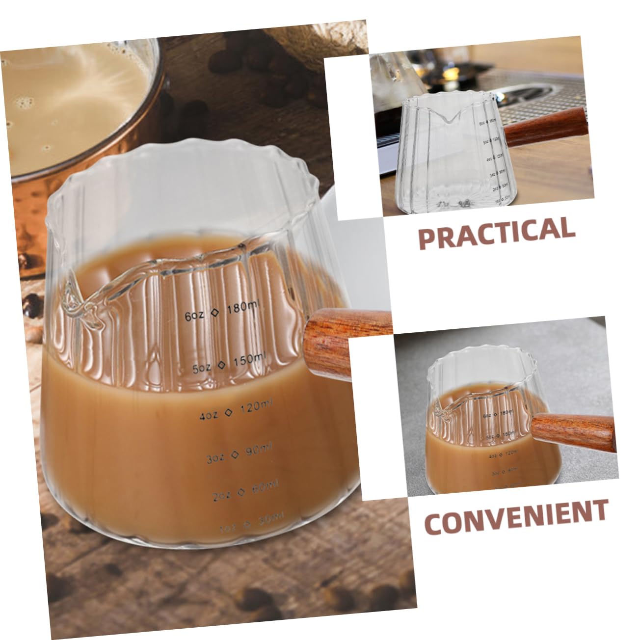 Garneck 8 Pz Tazza di Latte Tazza di Latte Tazze Cappuccino Tazza Cappuccino Bicchieri Caffe tazzine Espresso Bicchieri da Caffe Bicchiere dosatore brocca misurino misurini Espresso