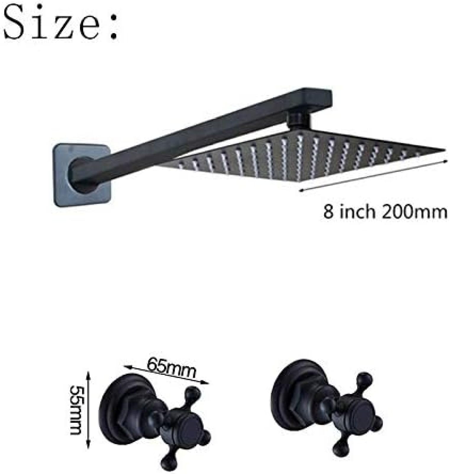 Grifo De Lluvia Para Baño Montado En La Pared Con Cabezal De Ducha Ultrafino Negro