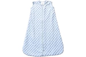 Burt's Bees SleepSack Plush Dot Velboa Wearable Blanket, TOG 1.5, Blue, Medium