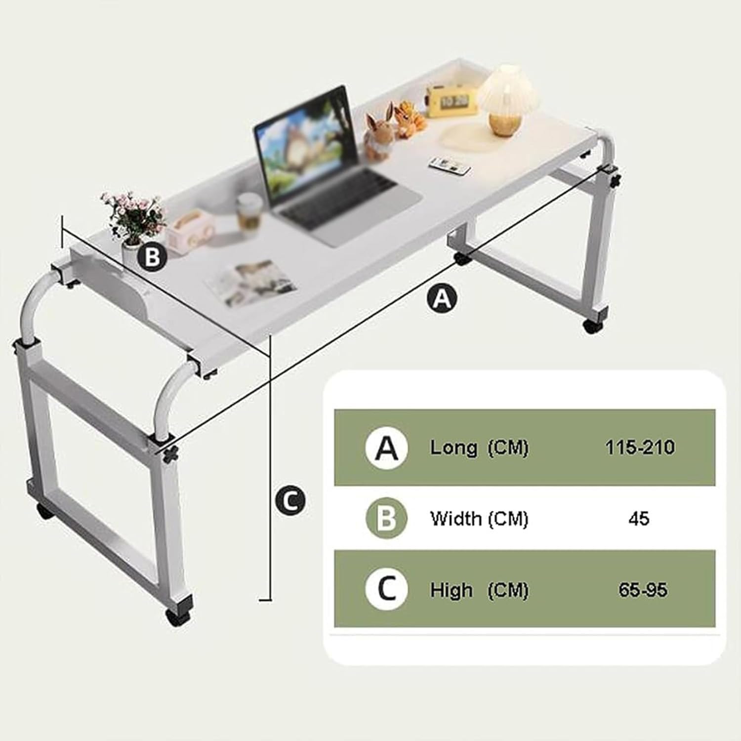 Mesas de Cama con Ruedas para Hospital, Escritorio Grande Ajustable en Altura, con Cama, portátil, Silla de Ruedas para Bandeja de Comida (Color: Negro+)