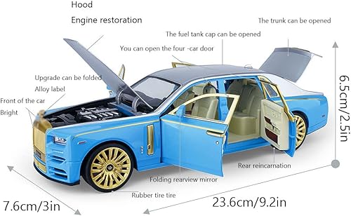 Miniatura 4 de JUNAWN Coche fundido a presión de aleación de simulación, juguete de camión Rolls-Royce Phantom a escala 124, adornos de modelo de automóvil con