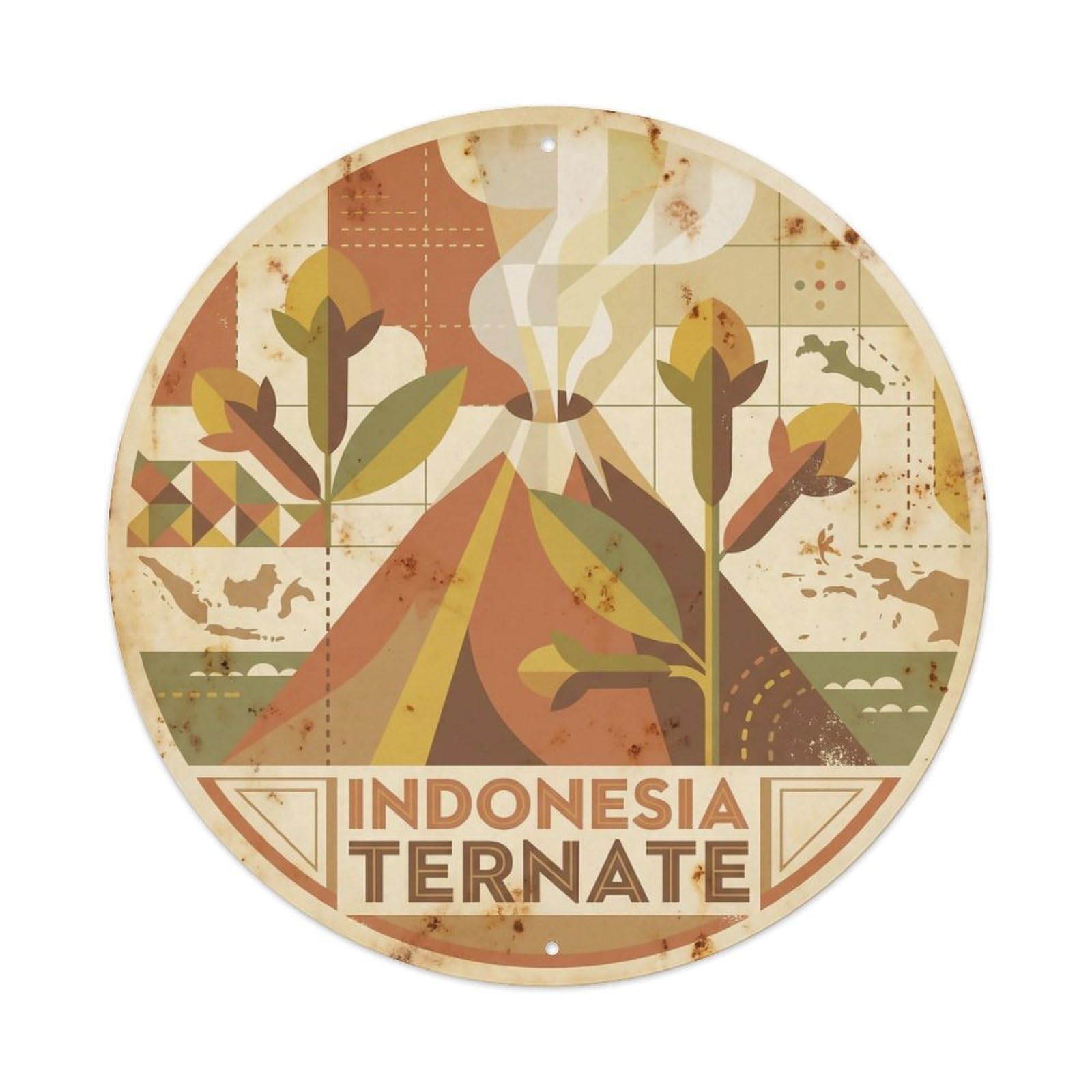 Odgynaw 8X8inch(20X20cm) Indonesia Ternate Island Ocean Coast Resort Metal Tin Sign