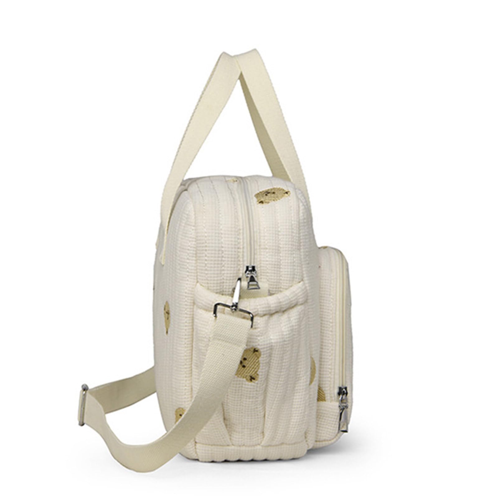Bolsas de pañales para mamá, gran capacidad, almacenamiento de cosméticos, bolso para mujer, bolso de hombro, cochecito colgante, lino de algodón