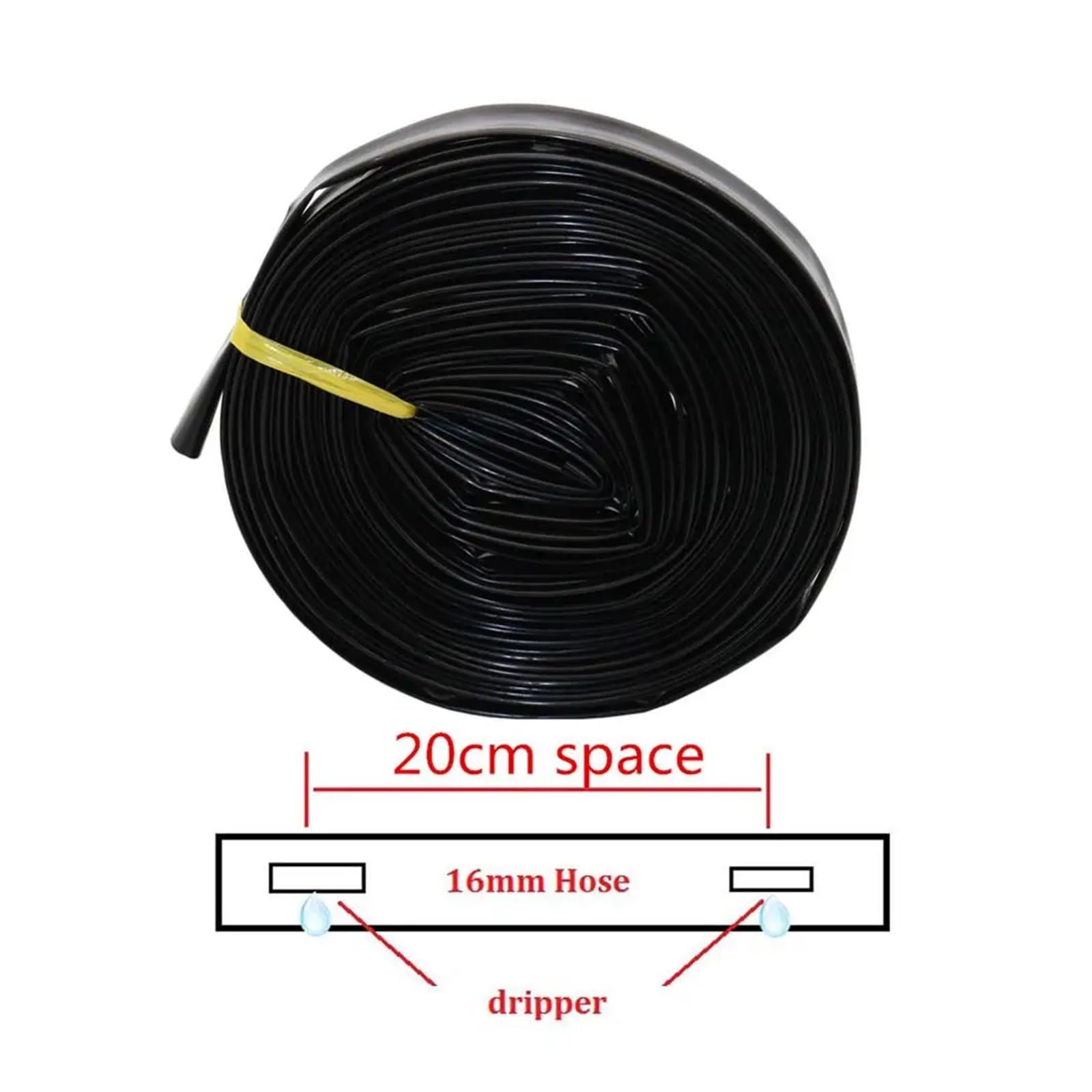 Nastro per irrigazione a goccia, Nastro gocciolante da 20/40/60/80 m 16 mm 10/15/20/30 cm Spazio Agricoltura Irrigazione a risparmio idrico(20cm Space,20m)