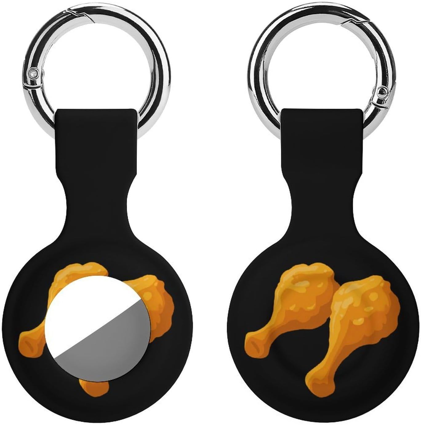 Fried Chicken Legs Case Compatible with AirTag Holder Cover with Keychain Ring for Bags Luggages