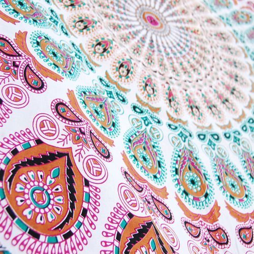 Popular Handicrafts Tapestry Wall Hanging Hippie Mandala Bohemian Hippy Psychedelic Design Indian Indian Magical Tapestries Bedspread 84 x 90 Inches (215cm x 230cm) Red Yellow - Image 2