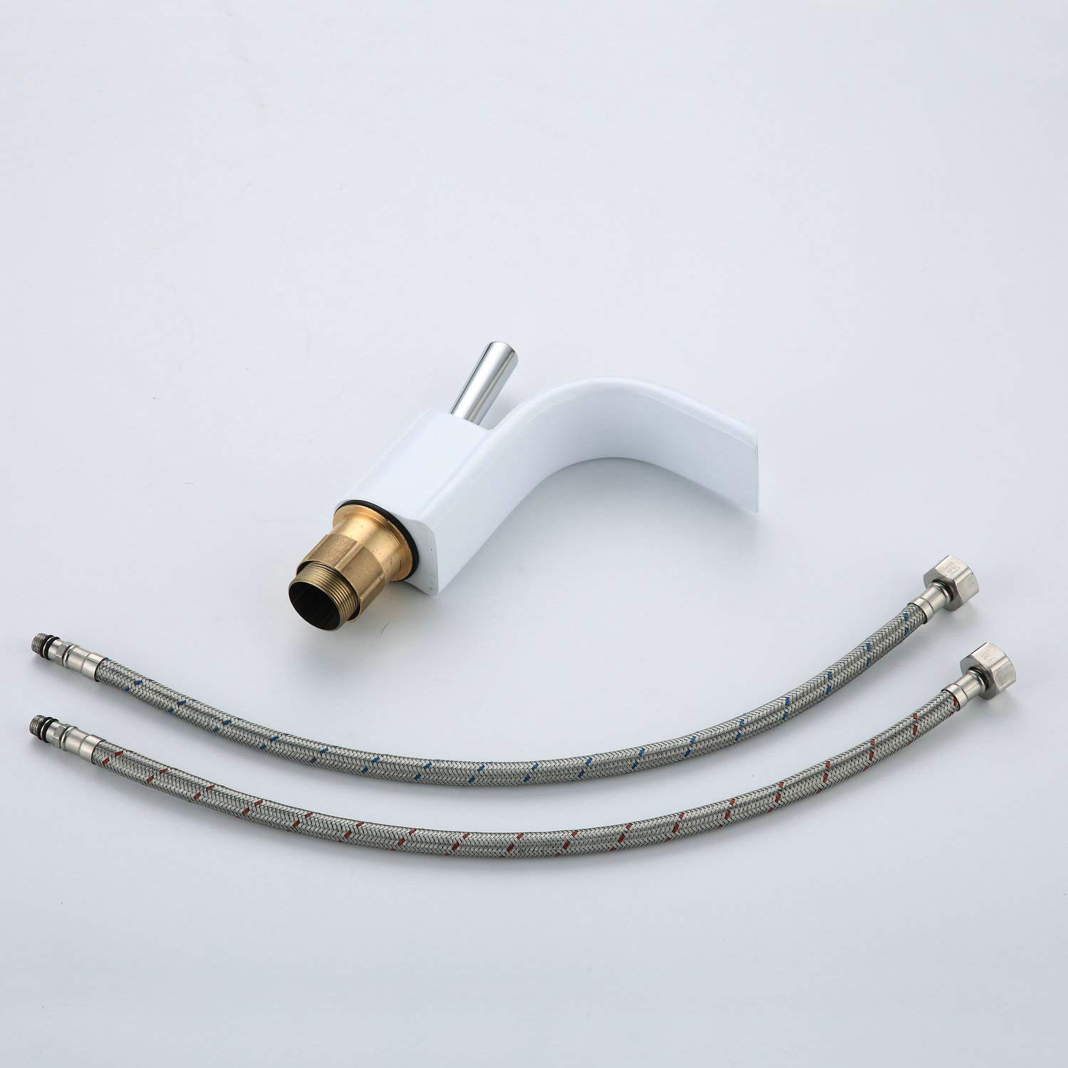 Leekayer Waterfall Bathroom Sink Faucet - Single Handle, 1-Hole Mount, White & Chrome Finish - View #3