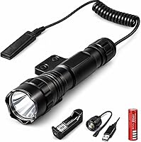 Vista 1 de Gotical Linterna de montaje en riel de 500 lúmenes con interruptor de presión remoto, haz blanco de 1 modo, montaje integral y cargador incluidos