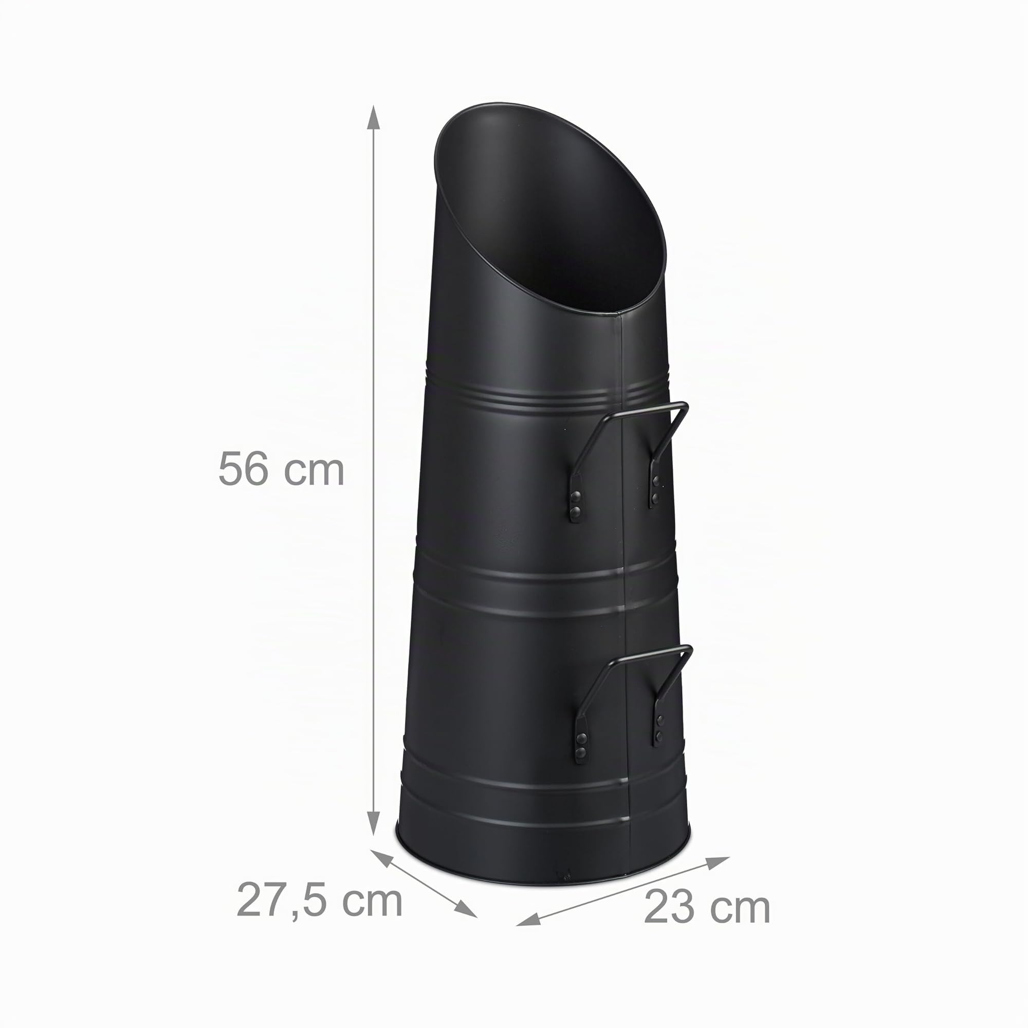 Reaxdays Charbonnière, 12 litres, 2 poignées, à remplir, métallique, pour Le granulé de Bois ou Le Charbon, Noir
