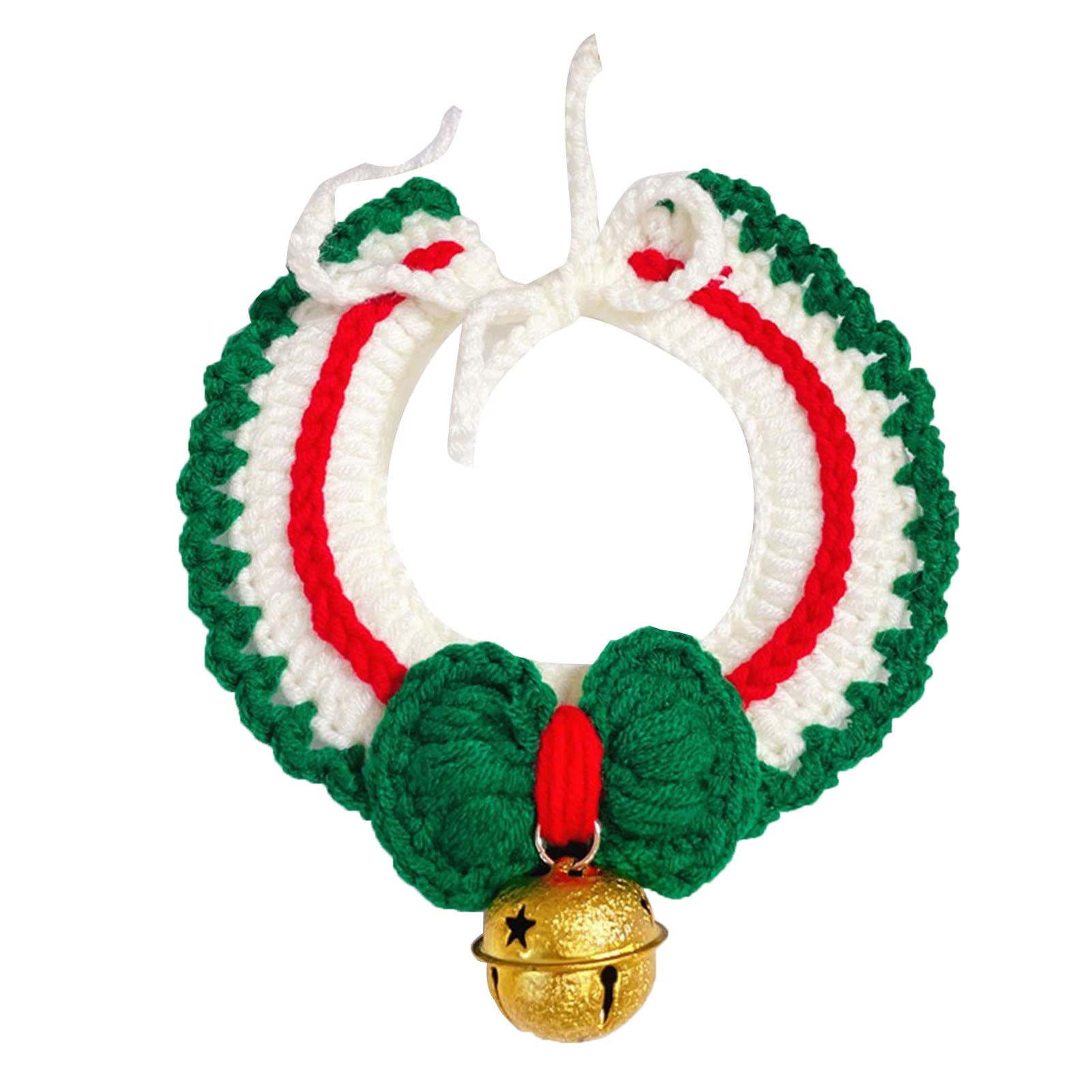Pet Christmas Collar Adjustable Cute Hand Woven Cat and Dog Knitted Cat Collar Scarf with Bell M (M)