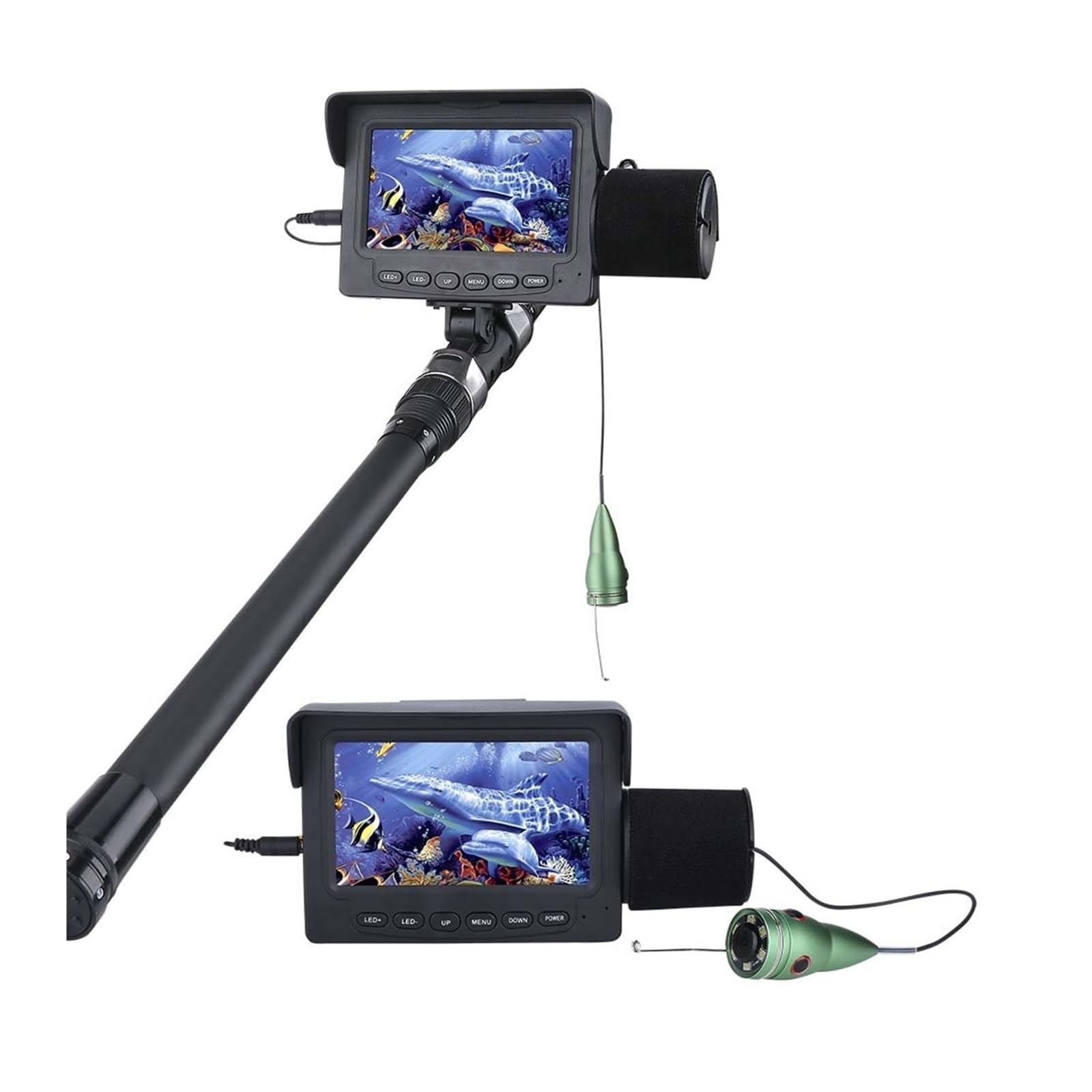 Buscador de Peces, Buscador de Peces portátil con Monitor LCD IPS 4,3 Pulgadas y 6 cámaras Pesca visión Nocturna LED for submarina en Hielo Invierno(30m Cable)
