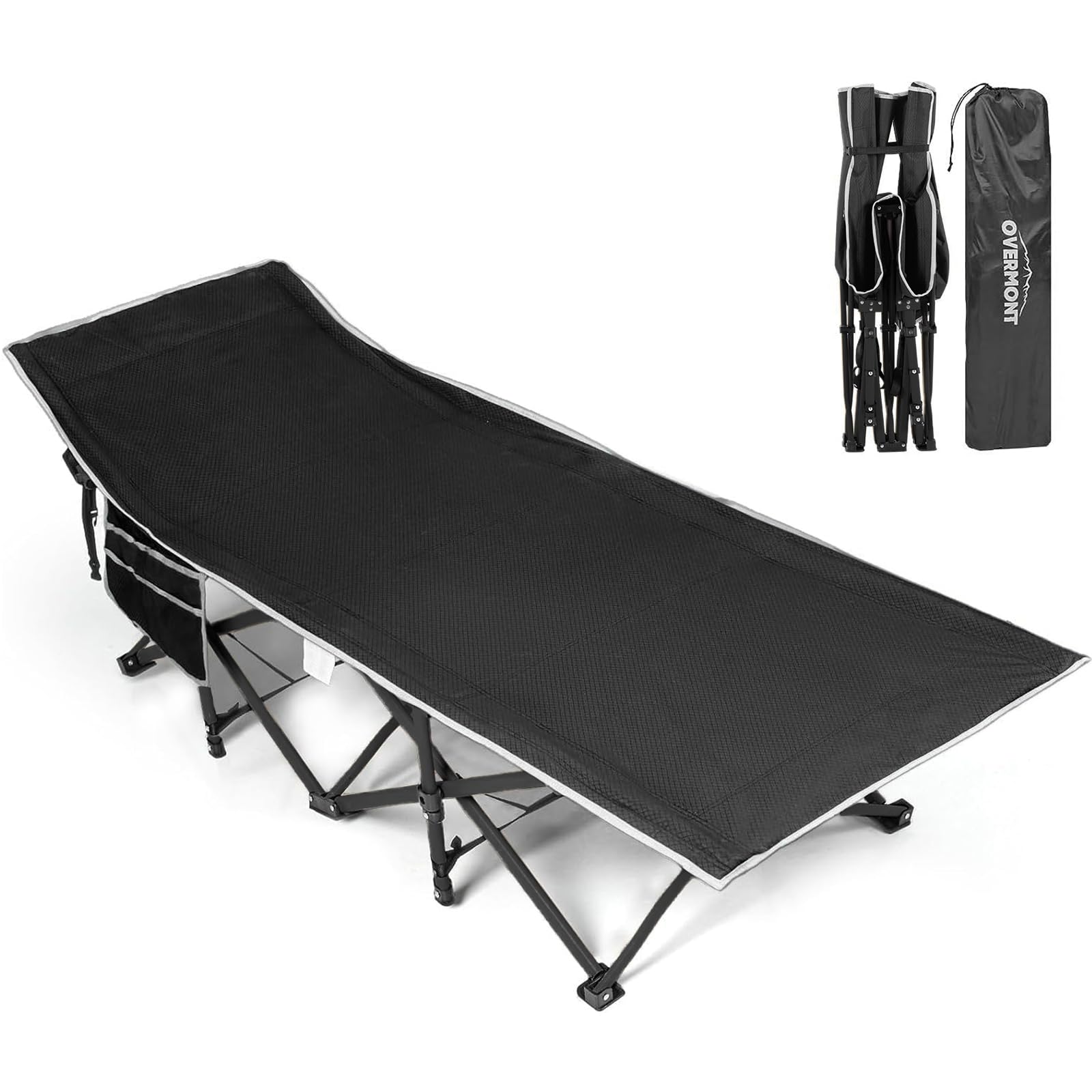 Overmont Portable Folding Camping Cot - 28” Extra Wide Portable Sleeping Cot Load 550 LBS with Carry Bag for Outdoor Travel Home Office Nap, Black