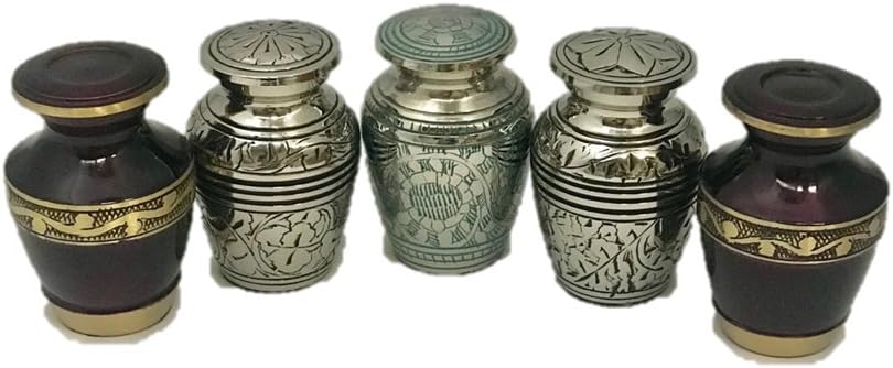 NWA Cremation Urn, Keepsake urns, Brass Funeral Small urns, Set of Five Memorial Keepsakes