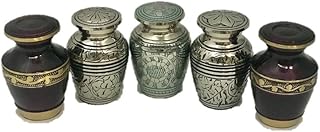 Cremation Urn, Keepsake urns, Brass Funeral Small urns, Set of 5, Memorial Keepsakes
