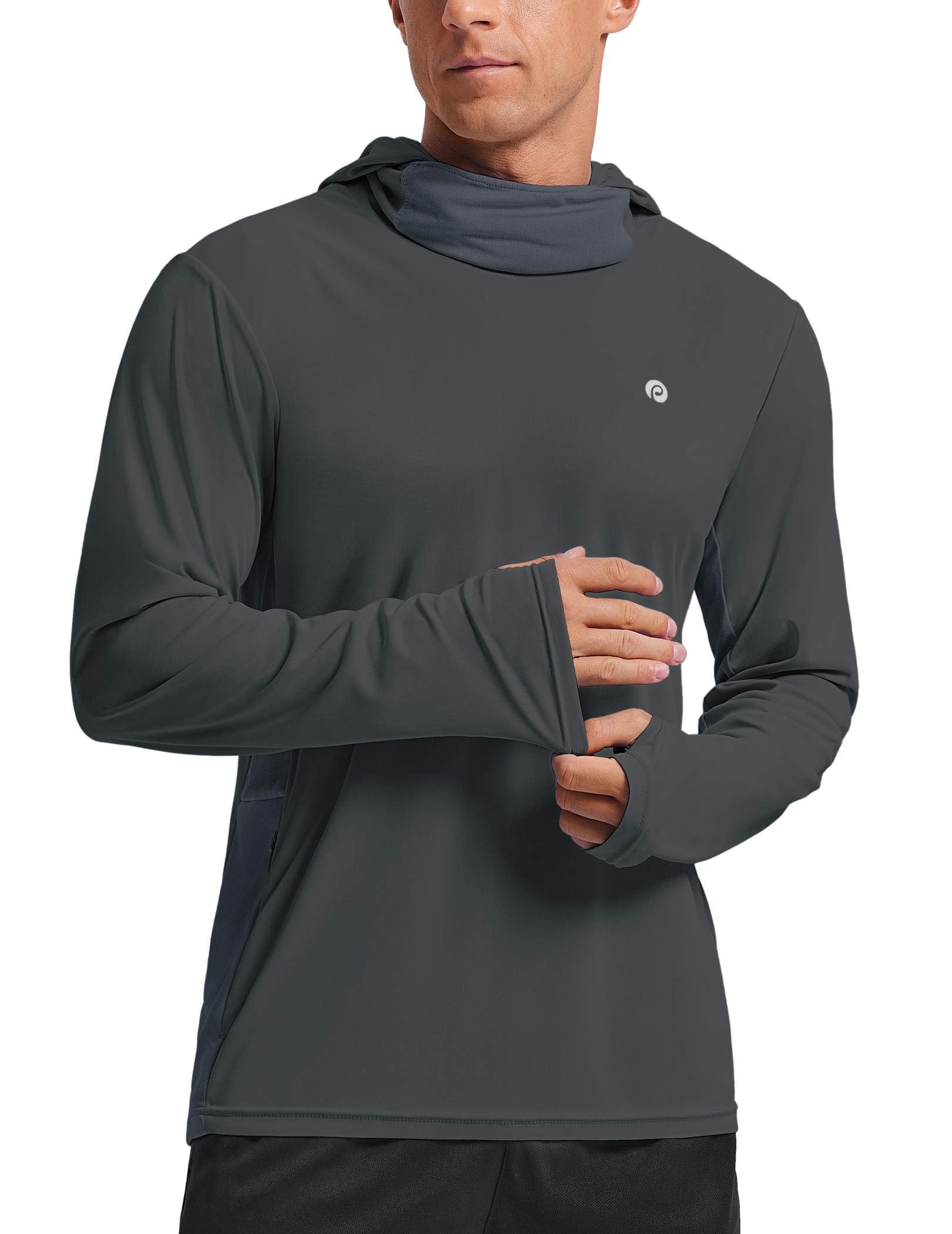 PINSPARK Men's UPF 50+ Sun Protection Hoodie with Mask Long Sleeve Fishing Shirt