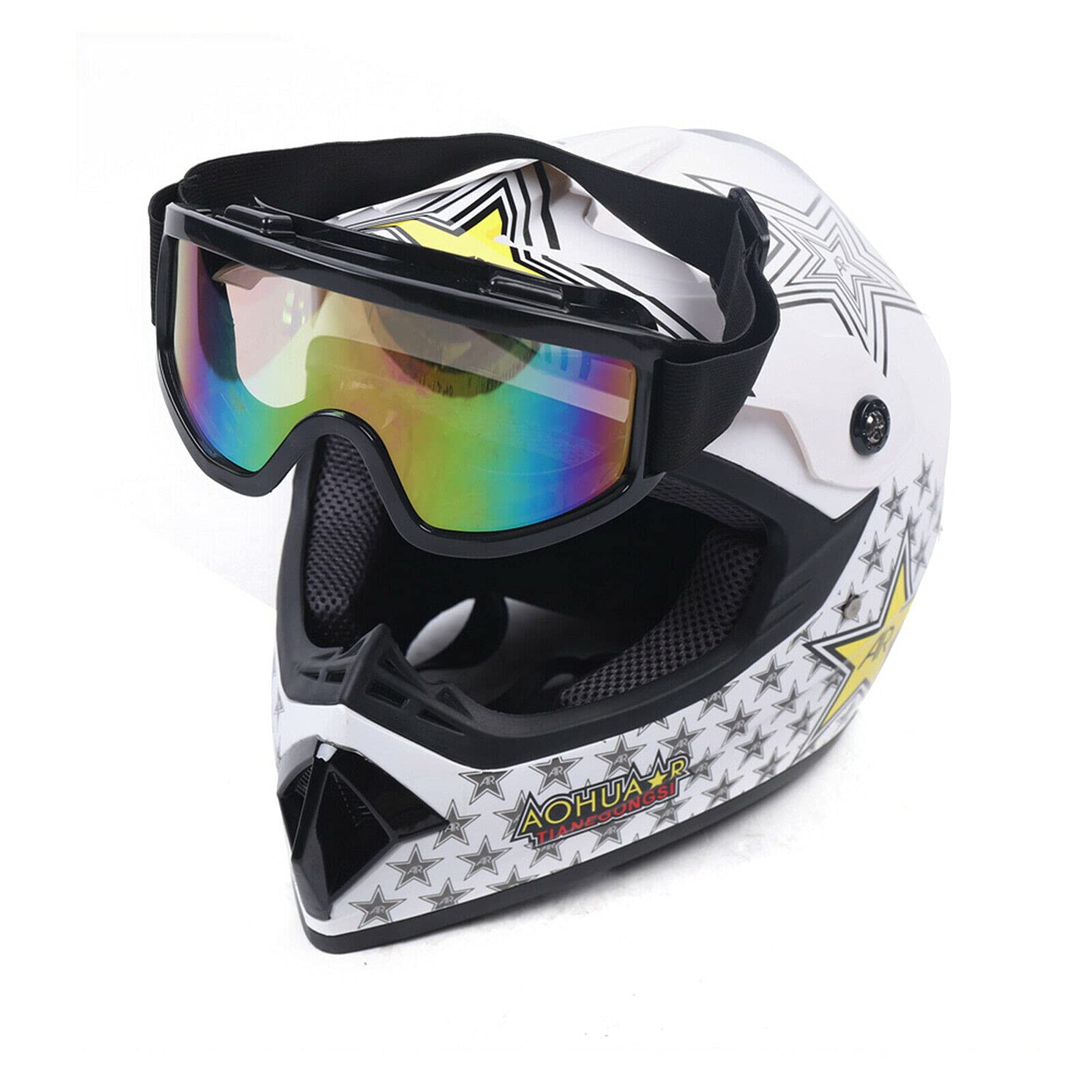 Youth Kids Safety Motocross Helmet ABS Breathable Unisex Youth Kids Helmet W/Goggles Gloves DOT Motocross ATV Dirt Bike Helmet Kit USA Stock (COLOR 3 M)