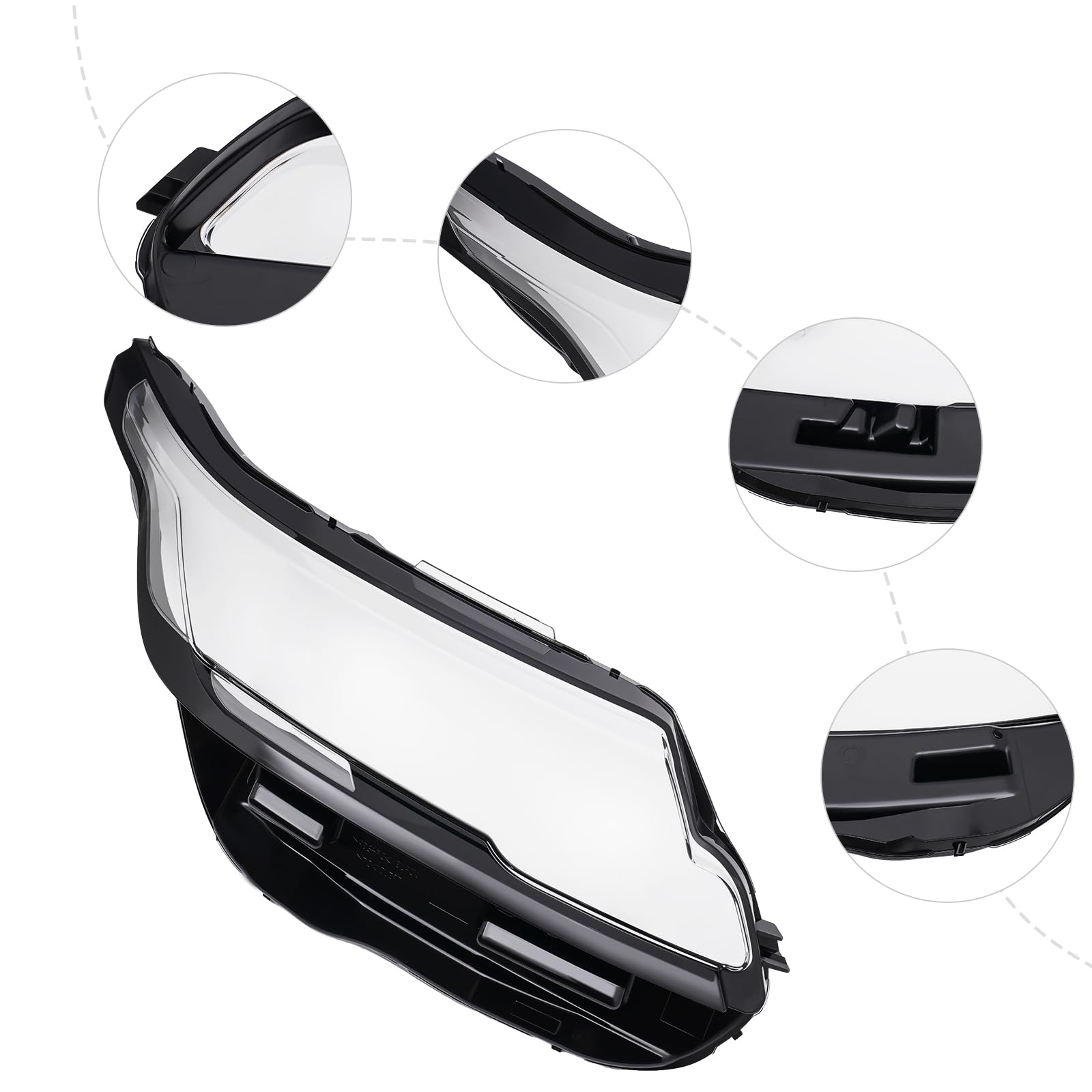 NTINGDE Right Side Headlight Lens Cover Compatible with Range Rover Velar 2017 2018 2019 2020 2021 2022 2023 2024 Front Headlight Cover Headlamp Cover Headlamp Lens Cover Black+Clear (Right)