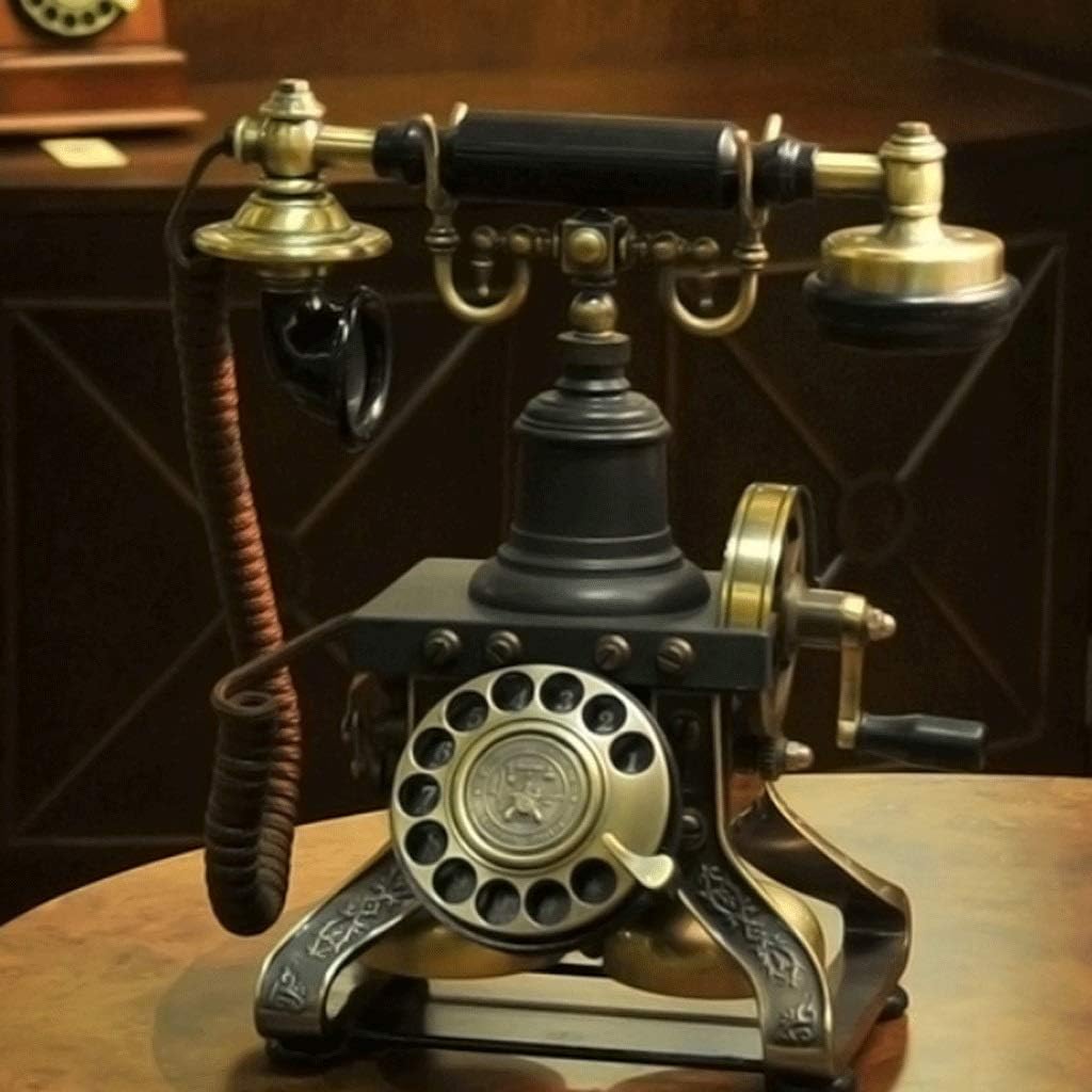 Metal Rotary Dial Antique Phone Living Room Bedroom Retro Fixed Phone WD