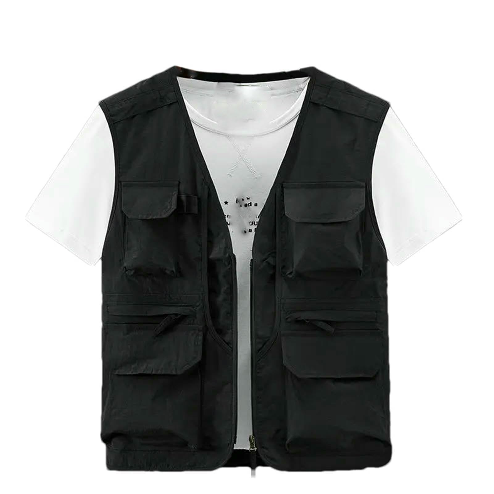 Chaleco cargo para hombre verano impermeable multibolsillos XL 6