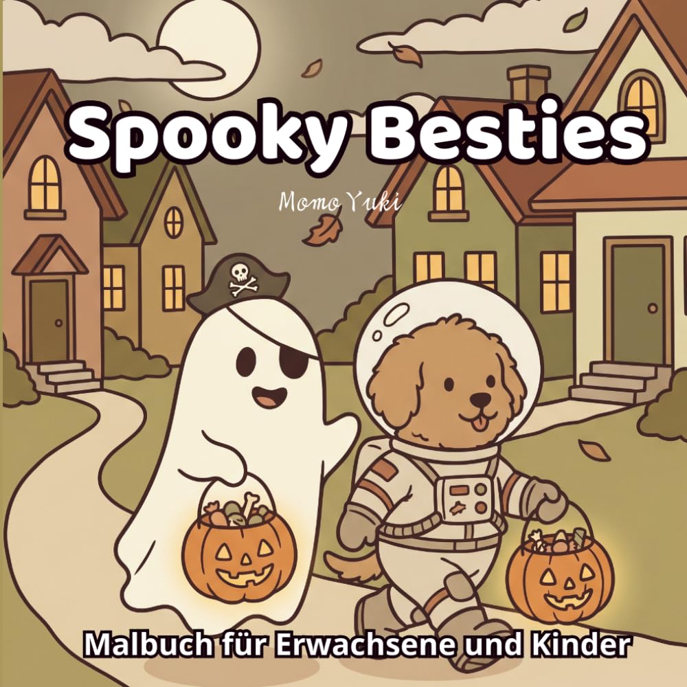 Spooky Besties: Ein süßes und einfaches Malbuch für Erwachsene und Kinder - Bold & Easy Malbuch mit dicken Linien von niedlichen Geistern und Hunden