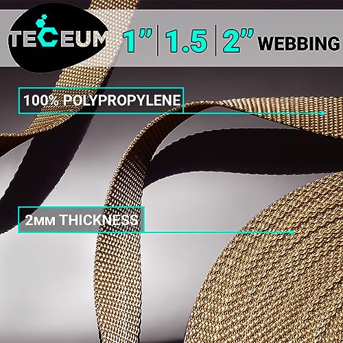 Image of TECEUM 3 /4 inch & 5 /8 inch & 1 inch & 1.5 inch & 2 inch Webbing - 10 25 50 Yards - 40+ Colors - Heavy Duty 1 Inch 1.5 Inch 2 Inch Backpack Straps - Webbing for Outdoors Indoors Crafting DIY