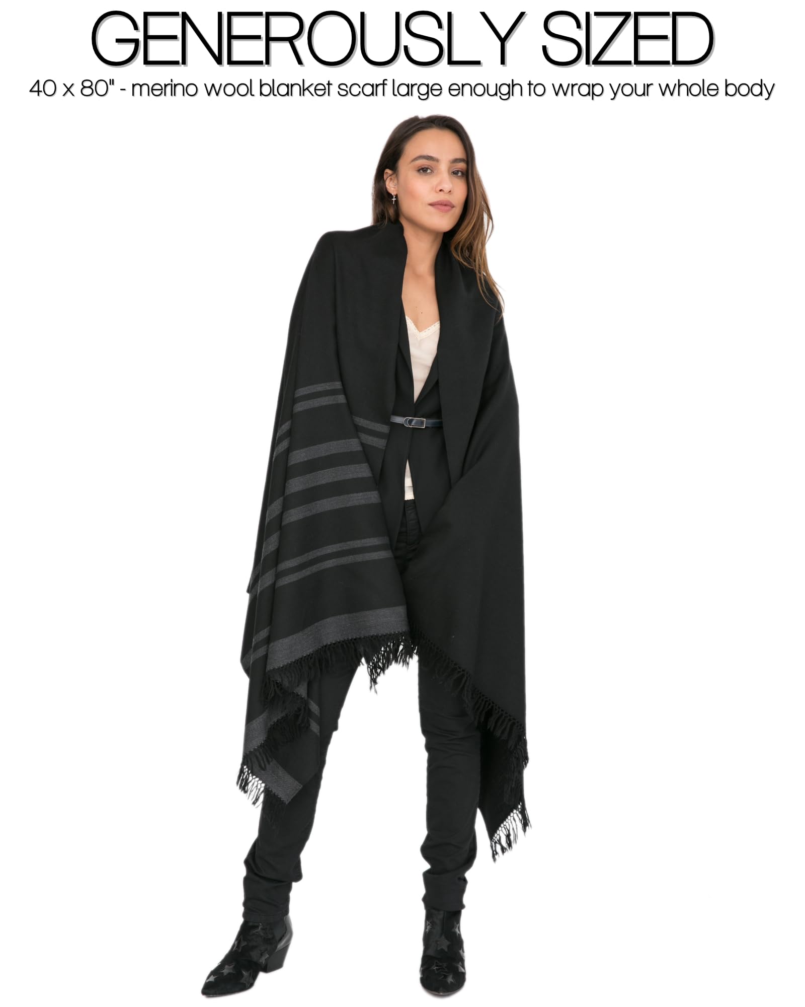 likemary Écharpes et Foulards Femme – Châle en Laine Hiver Chaud à Rayures – Grande Écharpe Grosse et Châle Léger – Écharpe Laine Femme – Idée Cadeau Éthique