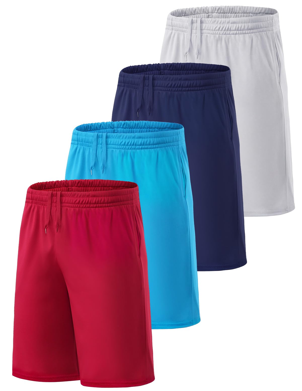 ATTIQOZI 4 Pack Kinder Shorts Jungen Workout Sport Freizeit Kurze Hose Atmungsaktive Weich Jungen Shorts für Basketball Fußball Laufen