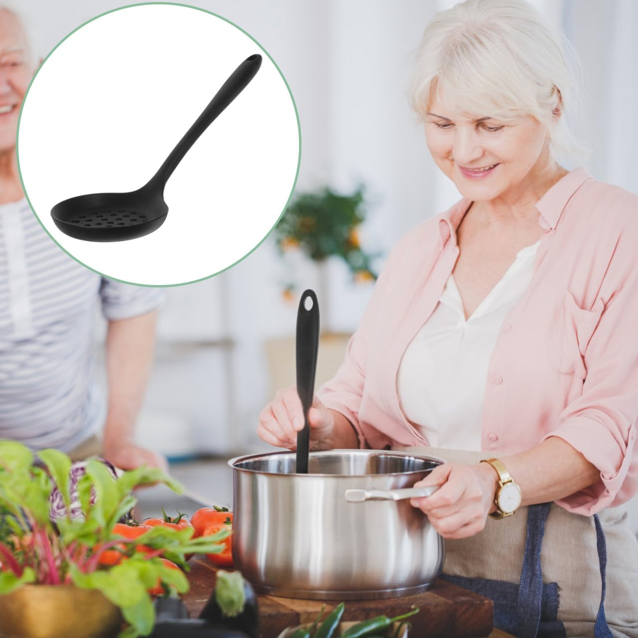 Silicone Slotted Skimmer Spoon for Cooking Kitchen Straining and Draining