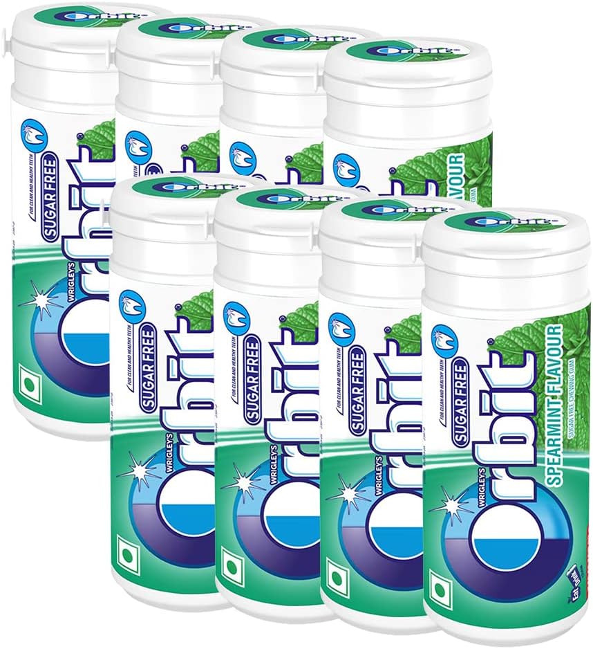 Orbit Chewing Gum Diwali Gift Pack | Spearmint Flavour | Sugar Free Chewing Gum| Pocket Bottle | Clean and Healthy Teeth | Chewing Gum Gift Pack for Diwali | 22g - Pack of 8