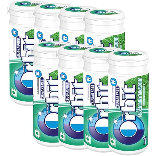 Orbit Chewing Gum Diwali Gift Pack | Spearmint Flavour | Sugar Free Chewing Gum| Pocket Bottle | Clean and Healthy Teeth | Chewing Gum Gift Pack for Diwali | 22g - Pack of 8