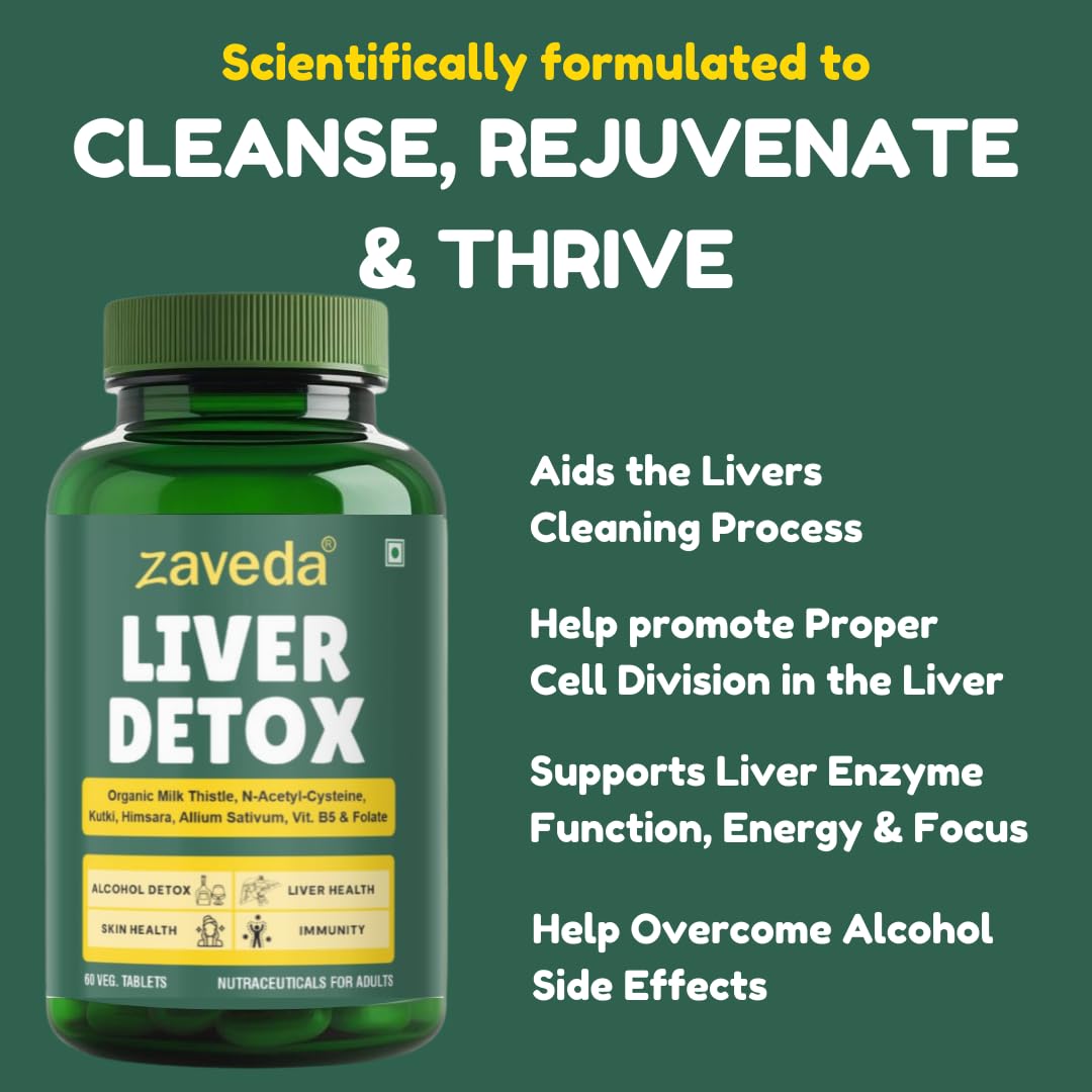 Zeweeda Liver Detox Tablet (60 Vegetarian) Organic Milk Thest Tablet Silimreen 80%, N Acetyl Cystine, Himasara, Kutki, Black Garlic, Vit Be5 and Folate - Natural Body Detox -Fatox -Fetti Liver Care. Zeweeda Liver Detox Tablet (60 Vegetarian) Organic Milk Thest Tablet Silimreen 80%, N Acetyl Cystine, Himasara, Kutki, Black Garlic, Vit Be5 and Folate - Natural Body Detox -Fatox -Fetti Liver Care.