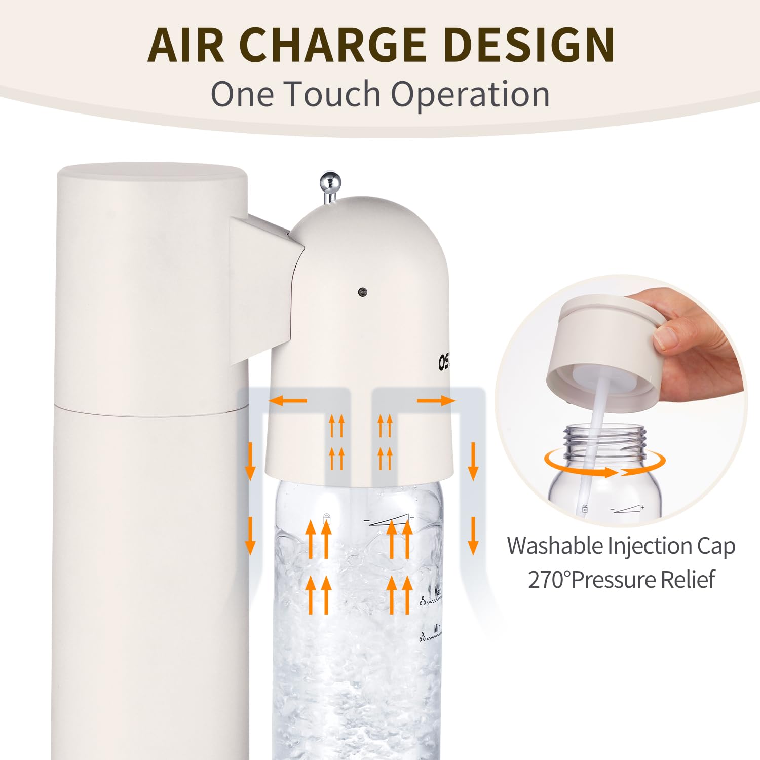 Máquina de agua con gas, seltzer y carbonatador para bebidas, dispensador de vapor de soda, máquina carbonatadora con 2 botellas sin BPA (1 L), compatible con cilindro de CO2 atornillado de 60 L (no
