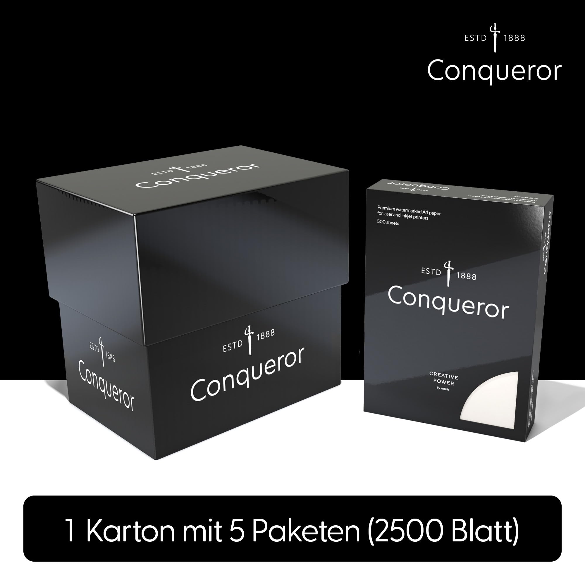 Conqueror Wove Briefpapier DIN A4 (90 g/m², Glatt, High White, mit Wasserzeichen) – Premium Feinstpapier für Geschäftsbriefe, hochwertige Dokumente & exklusive Korrespondenz, 2500 Blatt